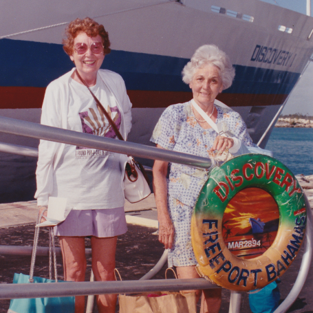 Helen and her sister Edna on a trip to the Bahamas