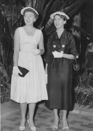 Helen at 23 in Casablanca with her friend from Paris, Janine circa 1957