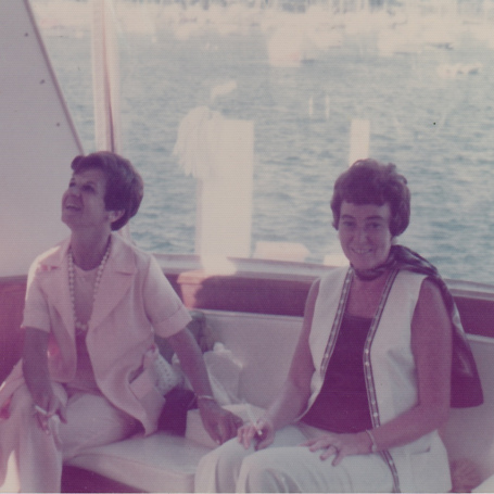 Helen in 1975 with her Arlington Heights Illinois neighbor Nancy Nicolin